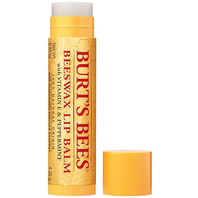Burt's Bees 100% Natural Moisturizing Lip Balm, Original Beeswax with Vitamin E & Peppermint Oil, 0.15 Oz