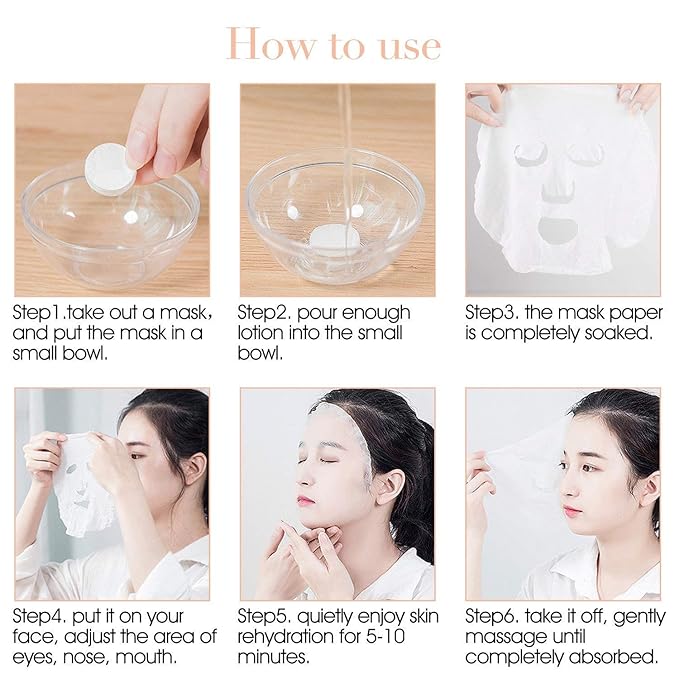 Natural 24Pcs DIY Compressed Facial Mask Cotton Face Mask Sheet Grain Skin Care Dry Sheet Mask Paper Face Cotton Mask Sheet with Free