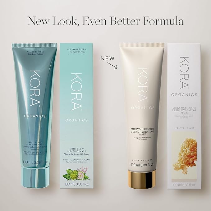 KORA Organics Milky Mushroom Ultra-Hydrating Mask, Overnight Face Mask with Hyaluronic Acid, Aloe & Coconut Milk, Certified Organic, Vegan Skincare, 3.38 fl oz