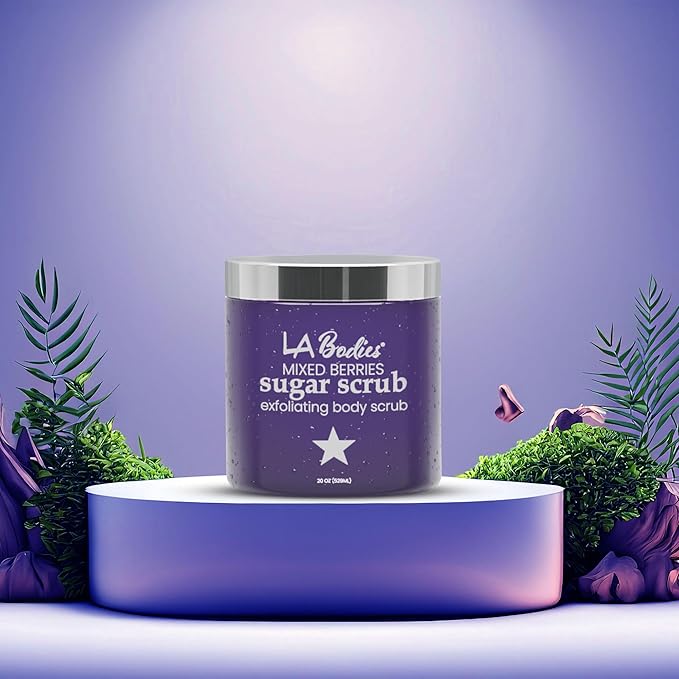 Sugar Scrub Exfoliating with Mix Berry and Other Natural Ingredients for Body Scrub and Foot Scrub - Soft Scrub for Nourishing Essential Skin Care, 20 oz (592 mL), Made in USA