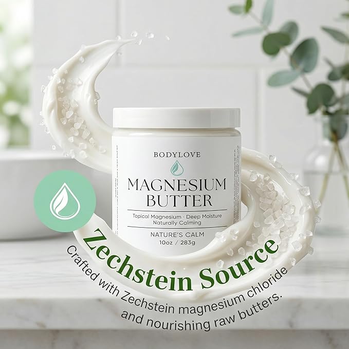 Magnesium Butter – Calming & Soothing Topical Magnesium with Shea, Mango & Cocoa Butter –Deep Moisture for Skin Comfort – 10 oz