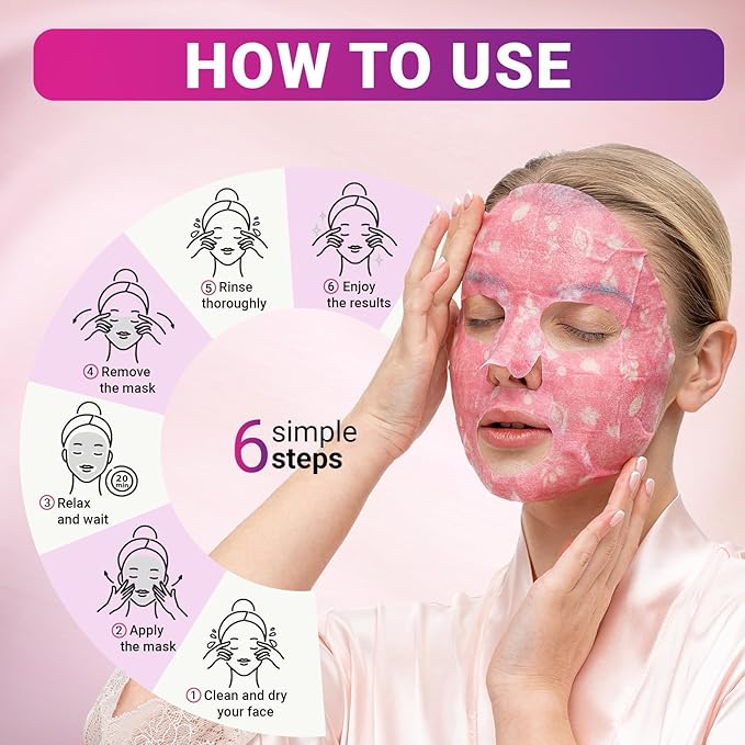 VIABEAUTY 12 Pack of Sheet Face Masks Skincare - Collagen Face Mask Sheets with Hyaluronic Acid, Vitamin C, Snail Mucin - Facial Sheet Mask for Hydrating, Rejuvenating, Moisturizing
