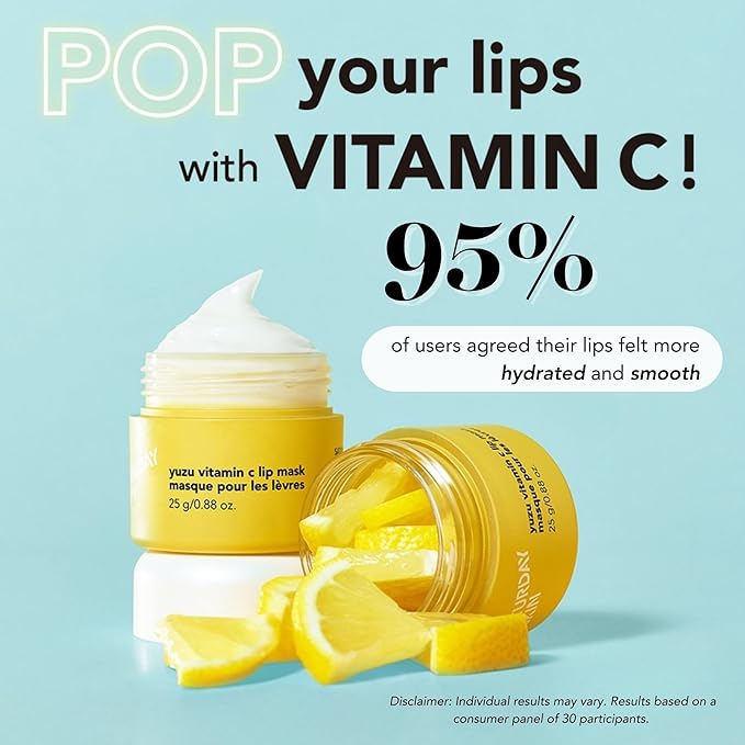 Saturday Skin Yuzu Vitamin C Lip Mask Overnight Lip Sleeping Mask Moisturizing For All Skin Types Softer & Smoother Pout Lip Balm Hydrating Infused with Vitamin B5 Non-Sticky, Vegan & Cruelty-Free