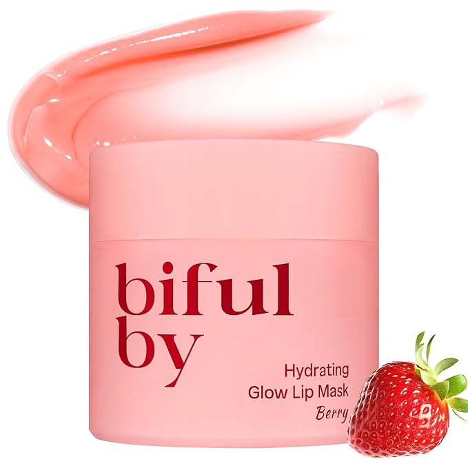 Korean Mini Lip Balm Hydrating Glow Lip Mask (Berry) 10g, 12hrs Long-lasting Overnight Moisture Butter for Women
