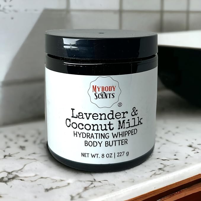 Luxurious Whipped Body Butter - 8oz - All Natural Luxury Body Butter for Body - Paraben Free - Cruelty Free (Lavender & Coconut Milk)