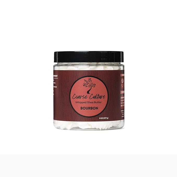 Bourbon Whipped Shea Butter – All-Natural Body Moisturizer for Men – Hydrating Skin Butter for Dry Skin, Beard, and Rough Patches – 8oz Jar