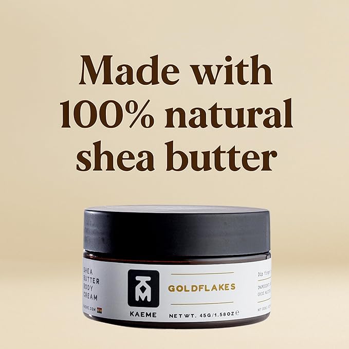 Kaeme.com Goldflakes Shea Body Butter Moisturizer For Women and Men,Made With Raw Organic Pure Unrefined Shea With Natural Coconut Oil For Deep Hydration,Soften,Nourish Skin,Hair Scalp(3.4oz/100g jar)