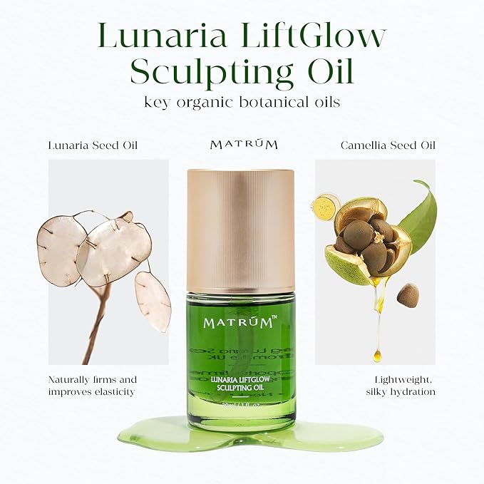 Organic Anti Aging Face Oil, 100% Natural Hydrating Brightening Serum, Squalane + Sea Buckthorn + Rosehip Oil, Vitamin E, Retinol, Antioxidant Gua Sha Oil for Sensitive & Dry Skin