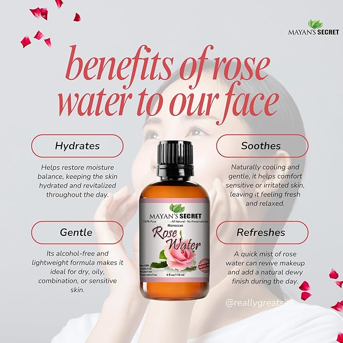 Rose Floral Water HYDROSOL -Natural Toner (Chemical Free) - 4 oz