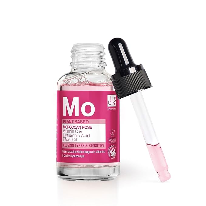 Dr Botanicals Vegan Moroccan Rose Superfood Face Oil with Vitamin C and Hyaluronic Acid | Nourishing Treatment for Youthful-Looking Skin | Enhances Elaciticity and Brightens Skin - Made in UK (30ml)