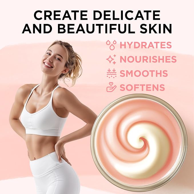 Rose Whipped Shea Body Butter, Natural Whipped Shea Butter for Women Dry Skin, Gentle Hydration with Long Lasting Moisture 6.8 floz