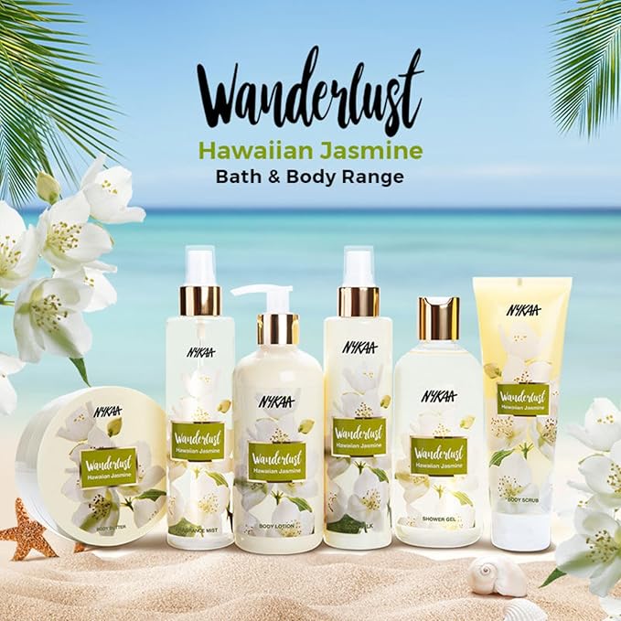 Nykaa Naturals Wanderlust Body Butter - Enriched with Shea, Cocoa Butter, and Almond Oil - Vegan, Cruelty-Free - Hawaiian Jasmine - Vegan - 6.7 oz