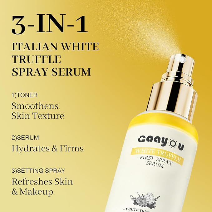 White Truffle First Spray Serum Deep Hydrating Face Mist Light-Weight Facial Mist Korean Skin Care Face Spray Serum for All Skin Types,Smooths & Firming Wrinkles - 3.38 Fl Oz.