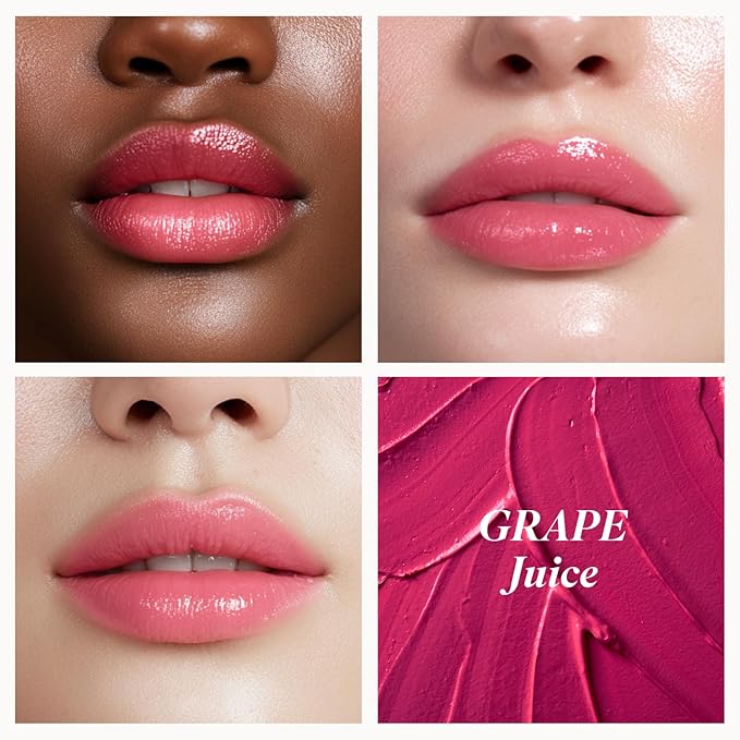 INGA Water Glow Melting Balm - Hydrating Tinted Lip Balm with Soft, Melt-On Texture, Natural Sheer, Glass-Like Finish with Non-Sticky, Lightweight Comfort (GRAPE JUICE)