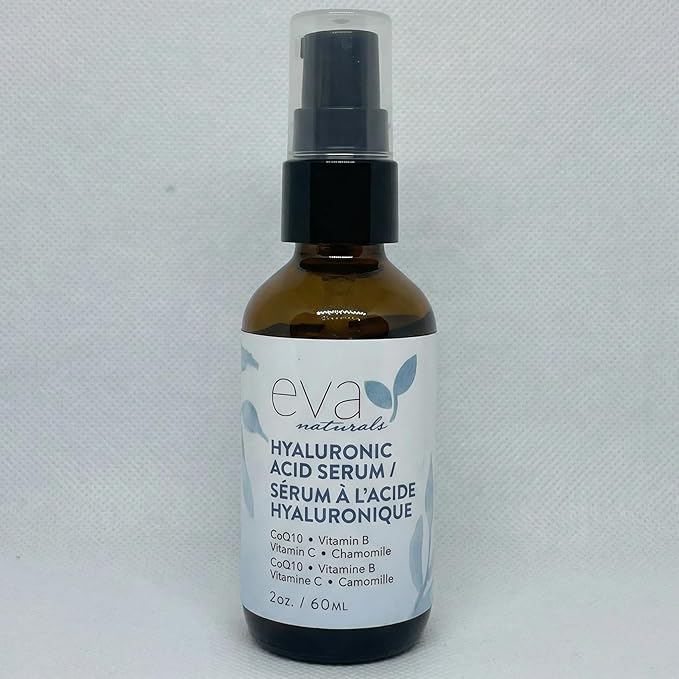 Eva Naturals Hyaluronic Acid Serum for Face – Lightweight Hydrating Facial Serum – Daily Moisturizer with Vitamin B5 – 60 ml