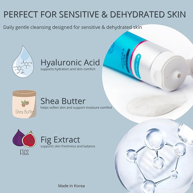 Hyaluronic Acid Cleansing Foam | Korean Foaming Face Wash | Hydrating Daily Cleanser for Dry & Dehydrated Skin | Remover Makeup & Sunscreen | K-Beauty Face Cleanser | 120 ml / 4.06 fl oz.