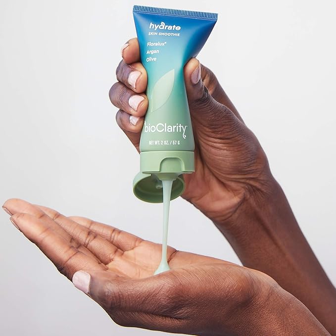 BioClarity Skin Smoothie Gel Moisturizer for Normal & Oily Skin Types, 24-Hour Hydration, Vegan Formula with Clean Ingredients, Olive, Argan, Ceramide, 2 Fl Oz