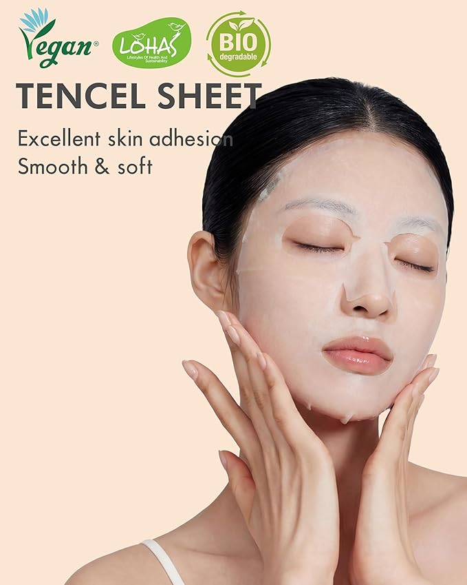 DERMAL Seoul Face Snail Mucin 5-Min Quick Sheet Mask 36 Count Bulk, Korean Morning Pull-Out Dispenser with Tweezers, Red Ginseng Green Tea Antioxidant Face Mask for Skin Renewal, Vegan Tencel