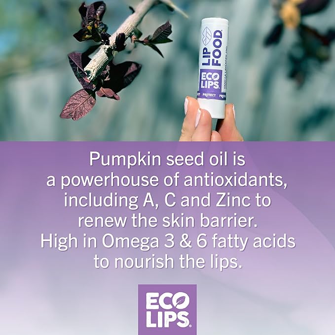 Eco Lips Lip Food - Nutrient Dense & Organic Lip Balm (Protect) - Lavender & Vanilla Flavor, 3-pack
