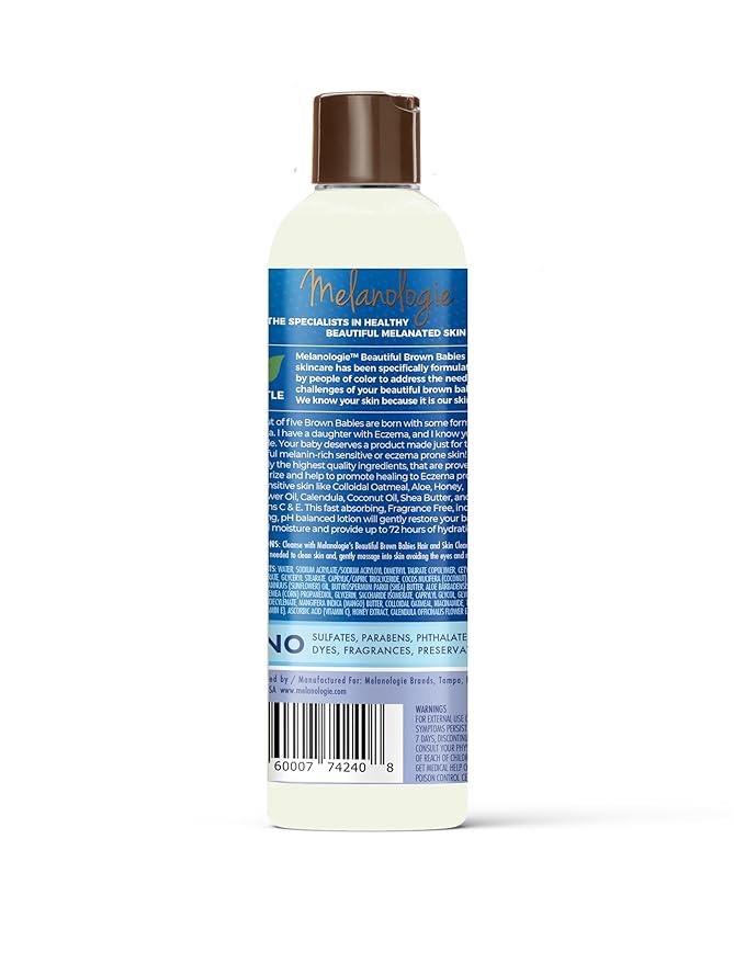 Melanologie Incredibly Moisturizing Body Balm Eczema Relief with 3% Colloidal Oatmeal, Aloe, Shea Butter, Calendula, Vitamins C & E, Hypoallergenic, 12 fl. oz