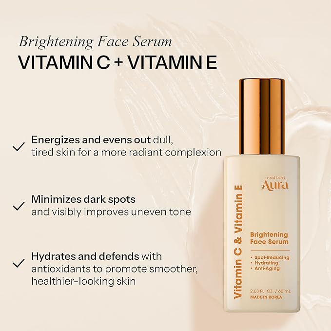 Vitamin E & C Serum For Face – Dermatologist Tested, Anti Aging, Korean Skin Care – Revives Tired Skin, Smooths Fine Lines, Lightweight Hydration – Vegan, Clean Beauty – 2.03 Fl. Oz.