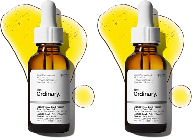 The Ordinary 100% Organic Cold-Pressed Rose Hip Seed Oil,Addresses Signs-of Aging by Improving the Appearance of Uneven Skin Tone,Supporting Skin Elasticity,1 Fl Oz,(Pack of 2)