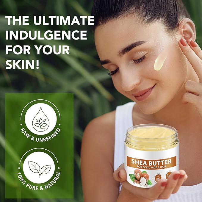 African Raw Shea Butter, Pure Unrefined Shea Butter Cream for Skin & Hair, Deep Moisturizer & Helps Protect Dry Skin(2 Pack)