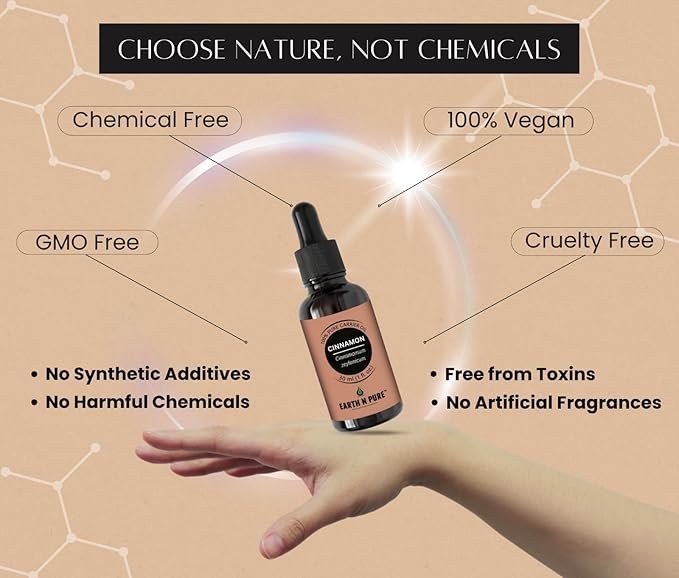 Earth N Pure Cinnamon Essential Oil for Home Fragrance | Best for Aromatherapy | Helps in Meditation | Used in Diffusers, Candles, Air Fresheners, Soaps 50 ML