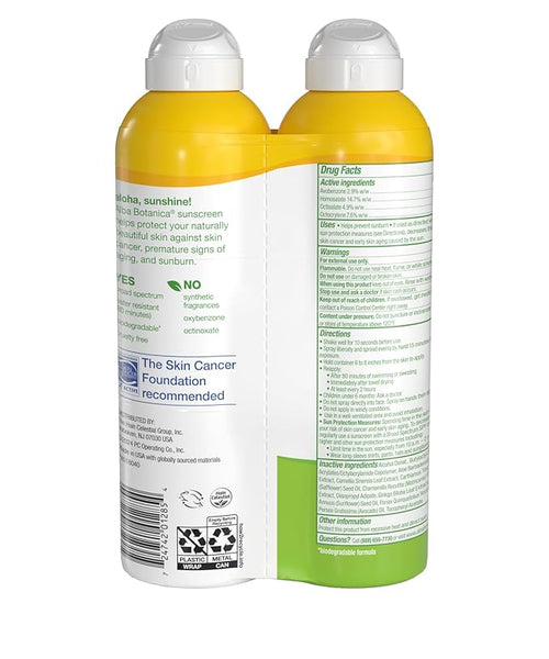 Alba Botanica Sensitive Sunscreen Spray SPF 50, 10 Fl Oz (Pack of 2)