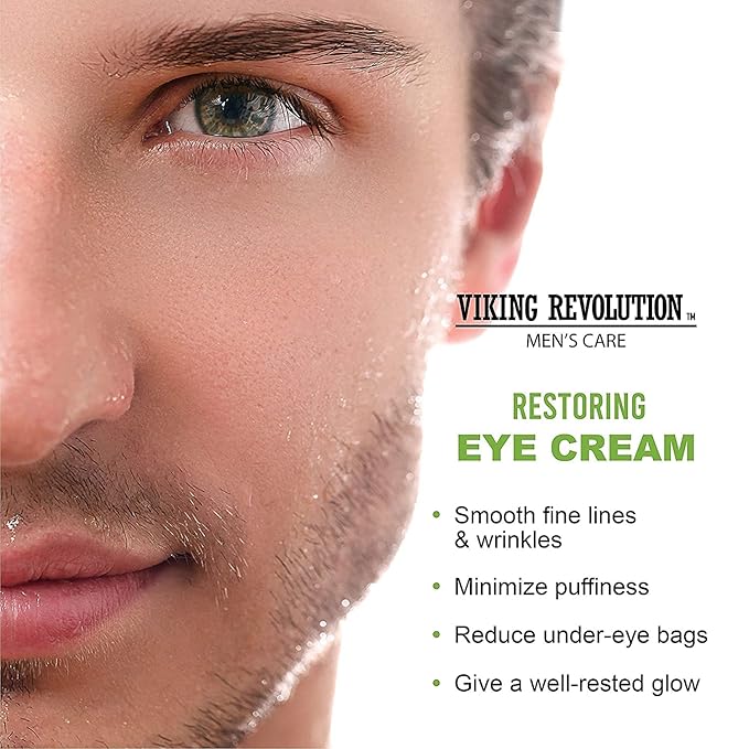 Viking Revolution Natural Eye Cream for Men - Anti Aging, Dark Circle, Under Eye Treatment - Men's Eye Moisturizer Wrinkle Cream - 0.5 Ounce (Pack of 2)