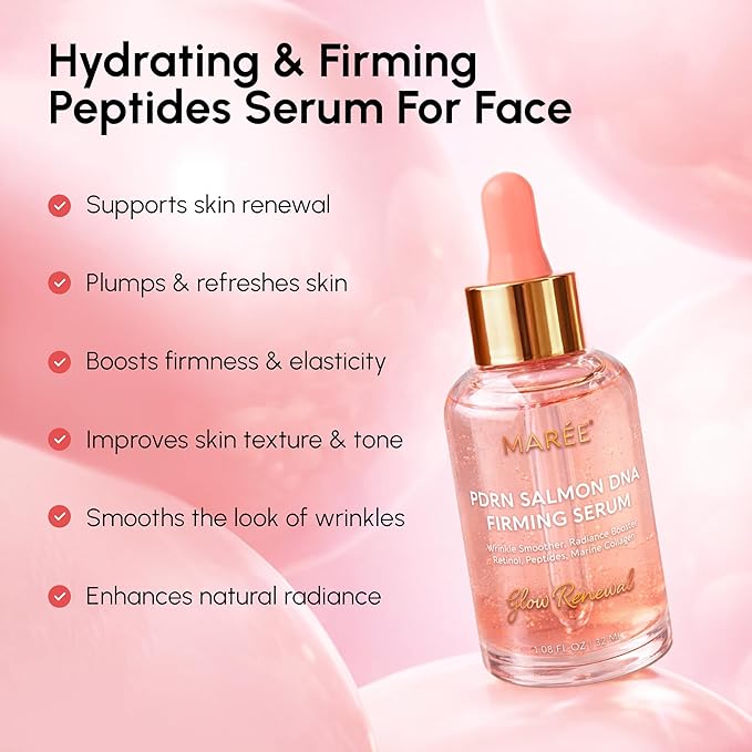 MAREE PDRN Serum – Peptides Serum for Face Anti-Aging – Salmon DNA Face Serum with Retinol, Niacinamide & Collagen – Hydrating Facial Serums for Women – Glass Skin Glow Wrinkle Care Moisturizer