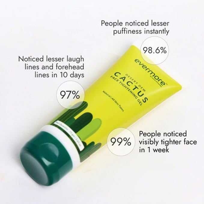 Evermore Natural Cactus Gel - Skin Soothing, Firming, Nourishing | All Skin Types | Unisex | Anti-Aging | Vegan - 100ml