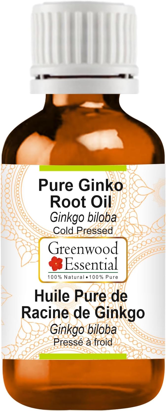 Greenwood Essential Ginko Root Oil (Ginkgo biloba) | Cold Pressed | Natural | Undiluted | For Diluting Essential Oils | For Skin & Massage | Men & Women | 50ml (1.69 oz)