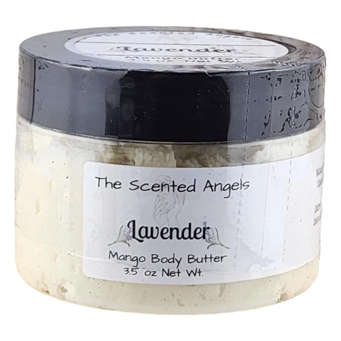 TSA Handmade Whipped Mango Lavender Body Butter Cream, Luxury Body Lotion for Dry Skin, Daily Moisturizing Shea Butter, Sunflower Oil, Mothers, Fathers, Women, Men, Teens, 3.5 oz Jar
