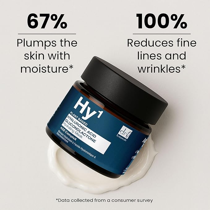 Dr Botanicals Hyaluronic Acid & Gluconolactone Hydrating Anti-Aging Facial Mask | Reduce Wrinkles, Renew, Gentle Exfoliate and Revitalize Skin with Nourishing Hyaluronic Acid Mask