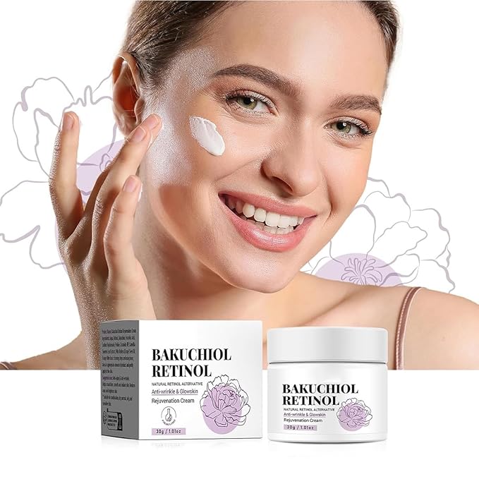 Bakuchiol Retinol Serum & Face Cream for Wrinkles. 2PCS Retinol Face Cream & Serum Set for Anti Aging Dry Skin Reduce Wrinkles, Fine Lines & Sagging, Moisturising Skin