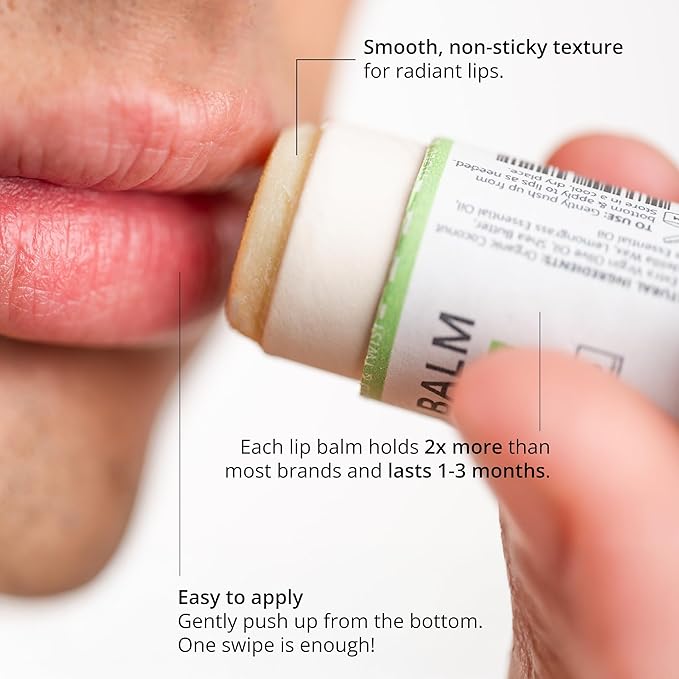 J&L Naturals Sustainable Lip Balm | Organic Ingredients, 100% Natural, Eco-Friendly | Cruelty Free, Vegan, Paraben Free, Silicone Free (Lemongrass & Clove, Single)