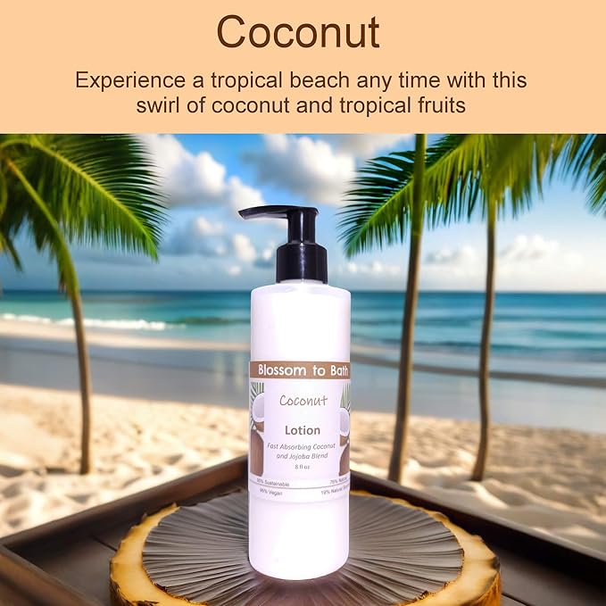 Blossom to Bath Coconut Lotion (8 Ounce) - Phthalate Free Fragrance - Absorbs Quickly with a Bold Tropical Scent