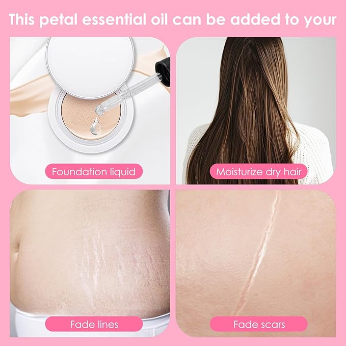 AUSLKA Facial Rose Oil Moisturizing without Greasiness, Natural Rose Essential Oil with Petal Fragrance for Face Body Hand Contains Vitamin E Anti Ageing & Anti Wrinkle for Skin Care, 1 FL.OZ (30ml)