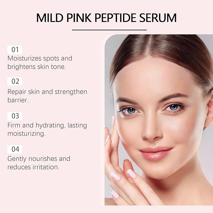 Pink Peptide Facial Serum, Rose Facial Moisturizing Serum, Moisturizes and Nourishes, Firms and Lifts Skin, Improves Skin Elasticity, Reduces Wrinkles and Fine Lines, Improves Skin Texture, 1 Fl.Oz