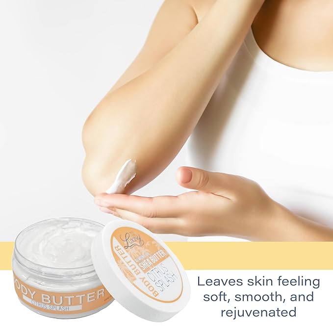 Luxiny Whipped Body Butter for Women & Men – Non-Greasy, Plant-Based Moisturizer with Shea Butter & Essential Oils – Hydrates, Softens & Nourishes Dry Skin (8 oz, Citrus Splash)