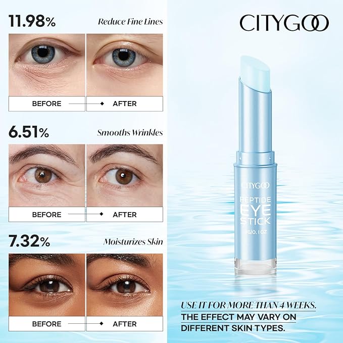 CITYGOO Peptide Under Eye Cream: Moisturizing Eye Stick Reduce Wrinkles Fine Lines for Women & Men (Peptide Crystal Blue Edition 3g)