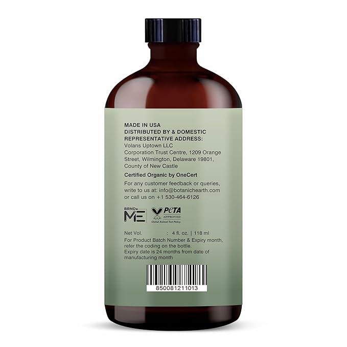 Botanic Hearth USDA Organic Jojoba Oil 4 Fl Oz |100% Pure and Natural- Cold Pressed & Hexane Free Natural Hair Growth Oil for Eyelashes, Eyebrows, Skin, Body, Face, Nails & Scalp