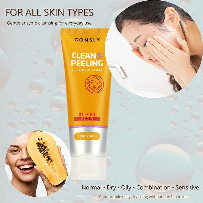 Enzyme Cleansing Foam | Korean Foaming Face Wash with Papain | Gentle Exfoliating Cleanser for Pores & Dull Skin | Removes Makeup & Sunscreen | K-Beauty Face Cleanser | 120 ml/ 4.06 fl oz.