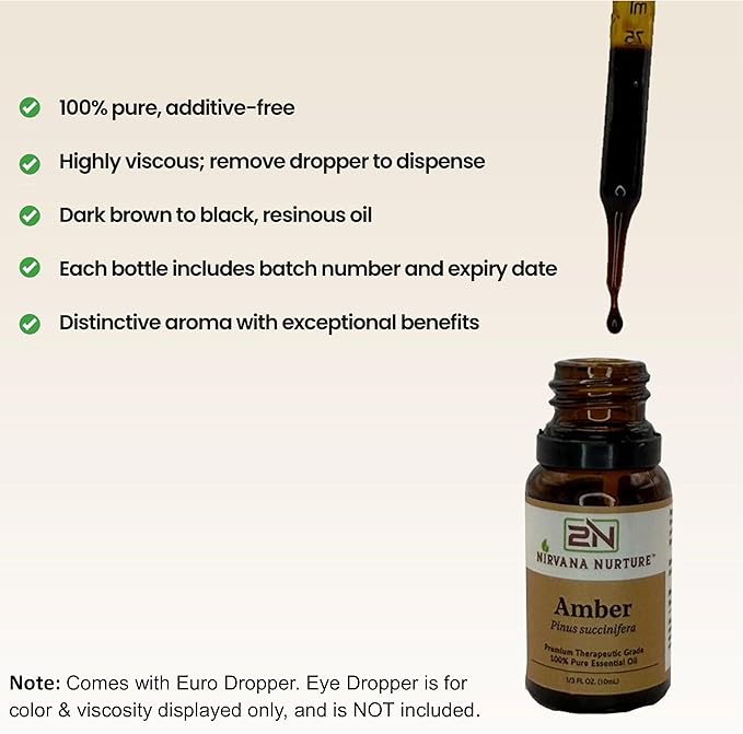 Amber Essential Oil,100% Pure Undiluted, Aromatherapy Oil for Diffuser, Hair & Skin Care