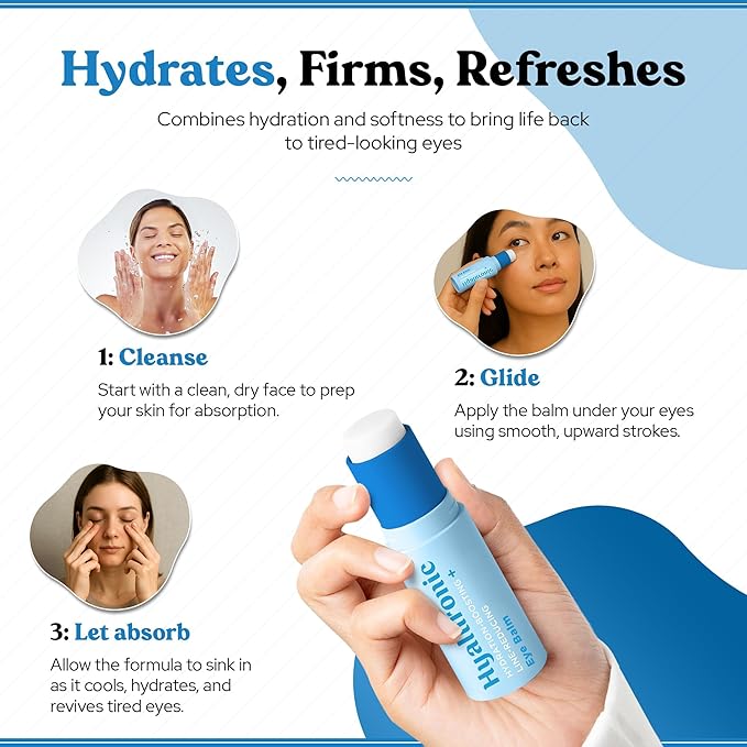 Bella Bliss Hyaluronic Eye Balm – Hydrating Under Eye Cream for Fine Lines, Puffiness & Dryness – Anti-Aging Formula – With Hyaluronic Acid – Made in Korea – 0.35 oz / 10g – Pack of 2