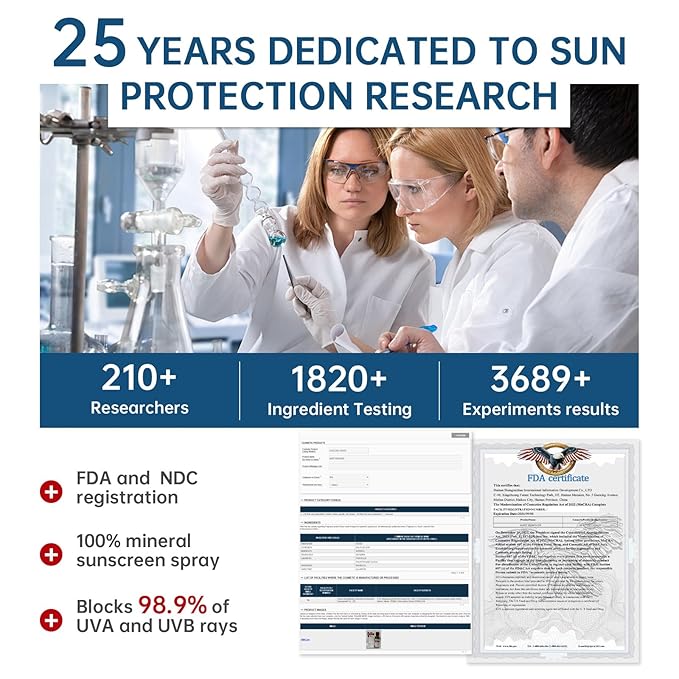 Reef Safe Sunscreen Spray SPF 50, Zinc Oxide Mineral Sunscreen Spray, Broad Spectrum UVA/UVB Protection, 360° Spray, Lightweight & Water Resistant, 6.76oz/200ml