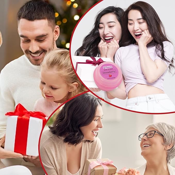 6 Pack Cute Lip Mask Sleeping Overnight for Dry Lips with Coconut Oil and Beeswax -Smoothing Hydrating Softening Plumoing Moisturizing with Small Lip Brush 6 Flavors Valentine's Gift for Women 0.18 Oz