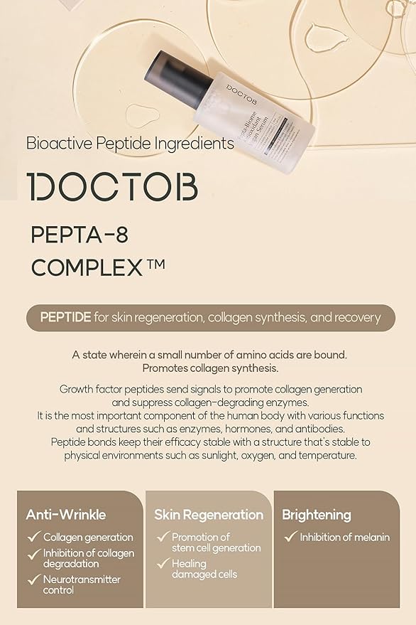 DOCTOB Pepta-Biome Antioxidant Vegan Serum- Deep Hydration, Anti-Aging, Reduces Redness & Acne, Smoother, Youthful Skin 50ml / 1.69 fl.oz