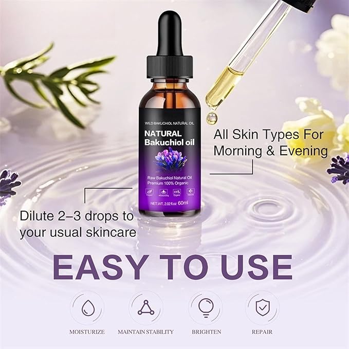 ARCHIDATE Organic Bakuchiol Oil, Natural Bakuchiol Oil for Face, Reduce Fine Lines & Wrinkles, Improve Dullness Roughness, Moisturizing Skin, Lightweight Suitable for all Skin Types